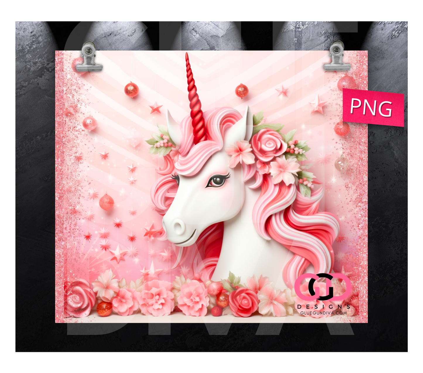 Peppermint Unicorn- Digital tumbler wrap for 20 oz skinny straight tumbler
