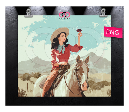 Cheers Cowgirls - Digital tumbler wrap for 20 oz skinny straight tumbler