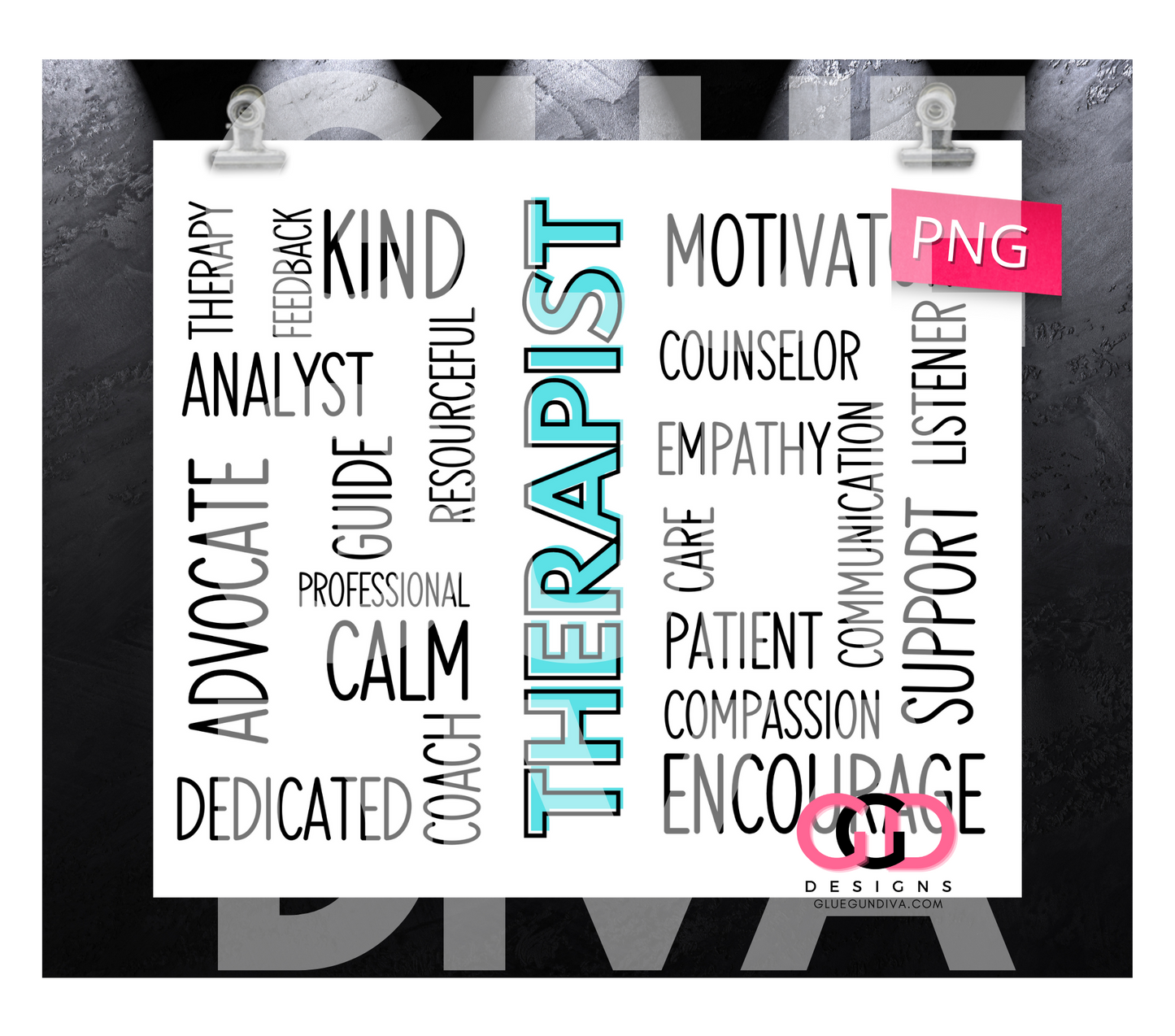 Therapist Occupation- Digital tumbler wrap for 20 oz skinny straight tumbler