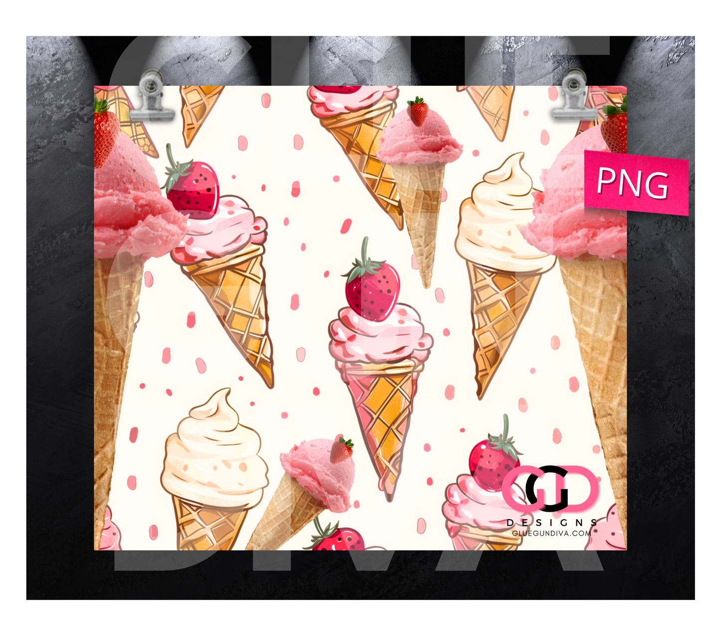 Strawberry on top delight - Digital tumbler wrap for 20 oz skinny straight tumbler