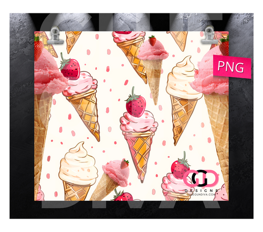 Strawberry on top delight - Digital tumbler wrap for 20 oz skinny straight tumbler