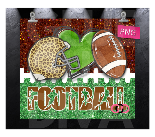 Football Time Glitter - Digital tumbler wrap for 20 oz skinny straight tumbler