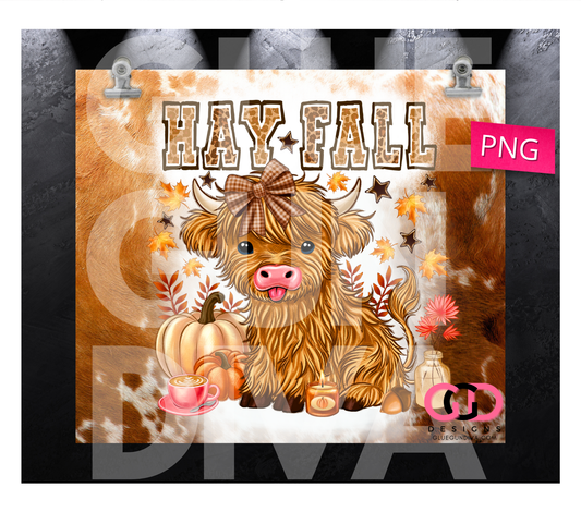 Hay Fall - Digital tumbler wrap for 20 oz skinny straight tumbler