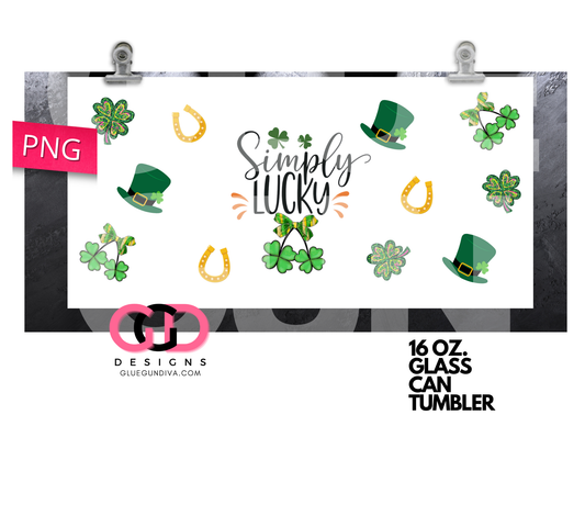 Simply Lucky - Digital wrap for 16 oz glass can