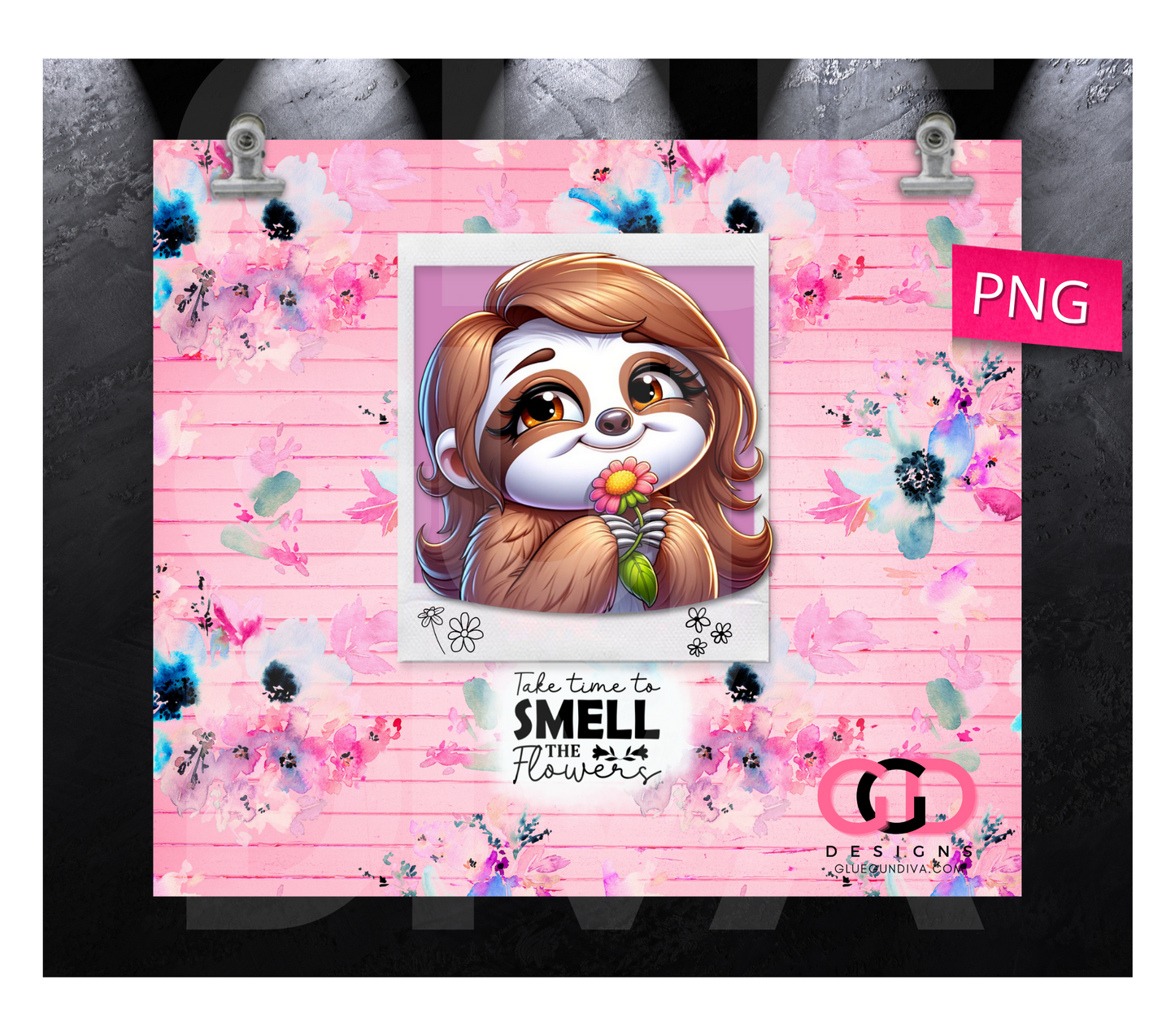 Smell the flowers - Digital tumbler wrap for 20 oz skinny straight tumbler