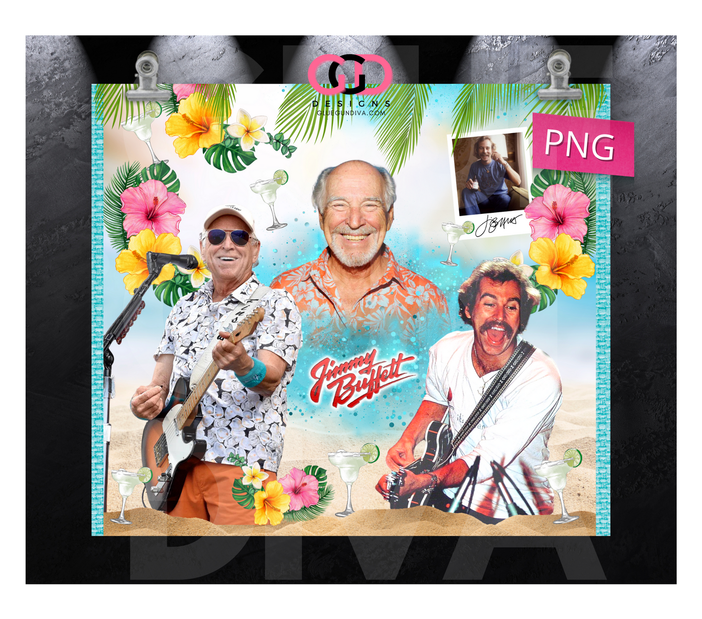 Jimmy Buffett - Digital tumbler wrap for 20 oz skinny straight tumbler