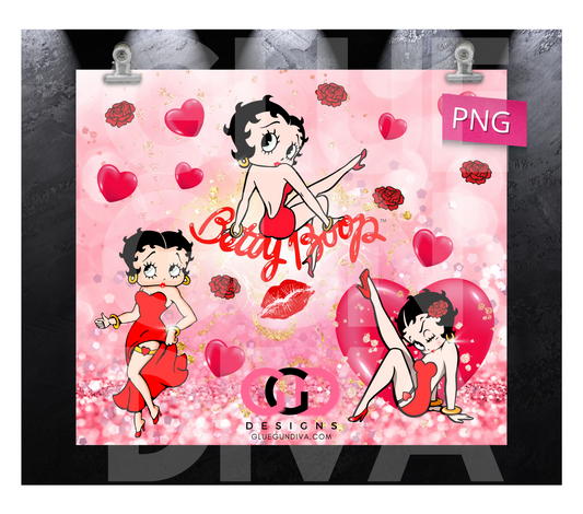 Betty Boop - Digital tumbler wrap for 20 oz skinny straight tumbler