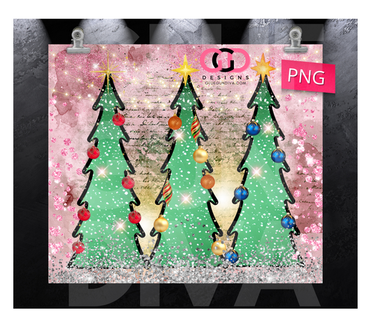 Skinny Holiday Trees- Digital tumbler wrap for 20 oz skinny straight tumbler