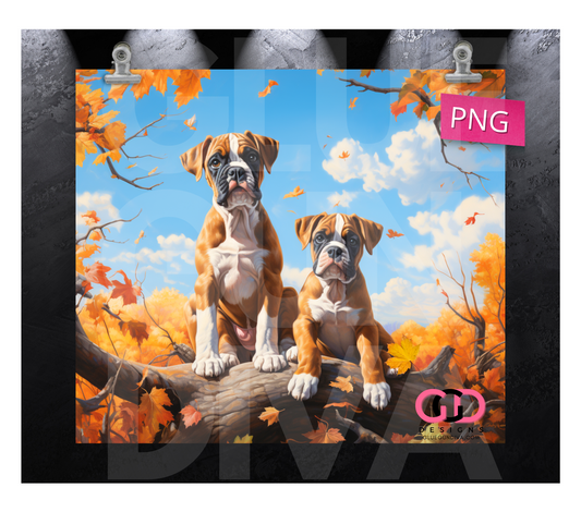 Fall Boxers- Digital tumbler wrap for 20 oz skinny straight tumbler