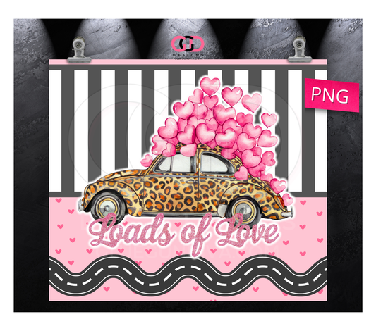 Loads Of Love Bug Stripes - Digital tumbler wrap for 20 oz skinny straight tumbler