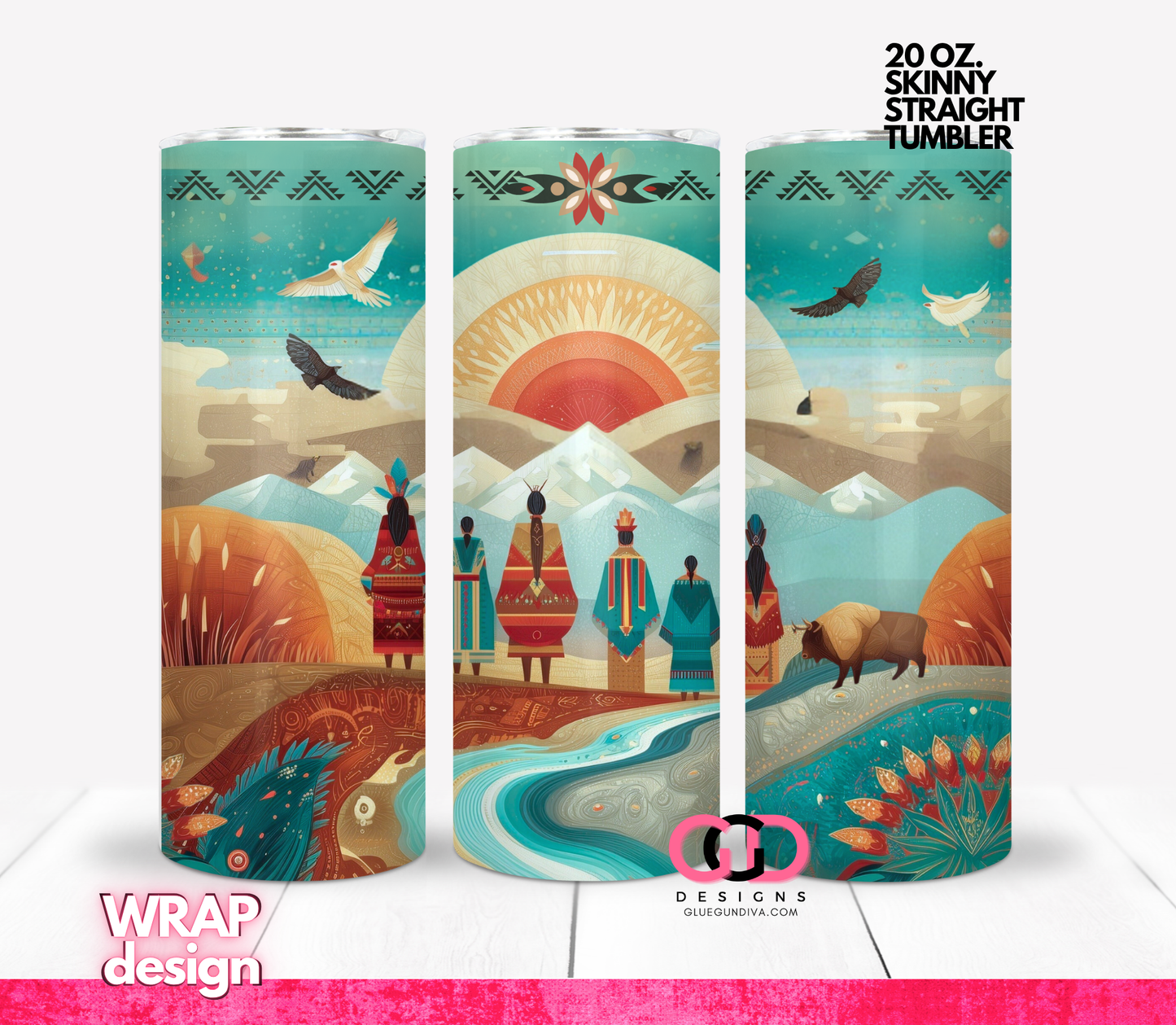 Indigenous Peoples Day 2025 - Digital tumbler wrap for 20 oz skinny straight tumbler