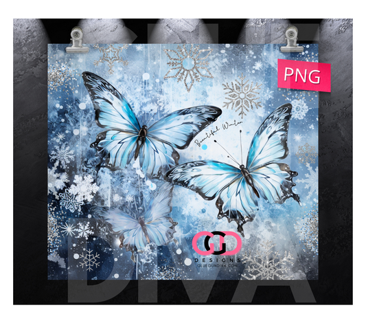 Beautiful Winter- Digital tumbler wrap for 20 oz skinny straight tumbler