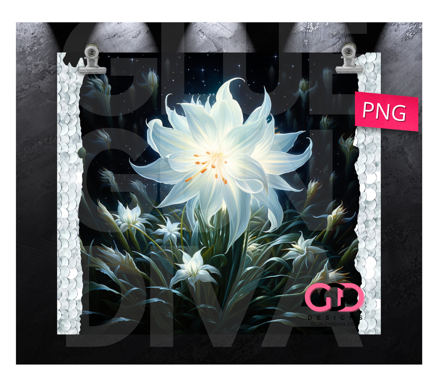 Glowing Flower- Digital tumbler wrap for 20 oz skinny straight tumbler