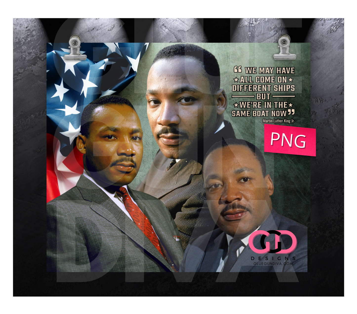 MARTIN Luther KING color photos photos quote- Digital tumbler wrap for 20 oz skinny straight tumbler