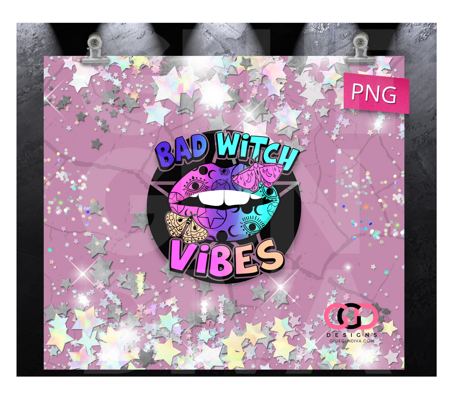 Bad Witch Vibes- Digital tumbler wrap for 20 oz skinny straight tumbler