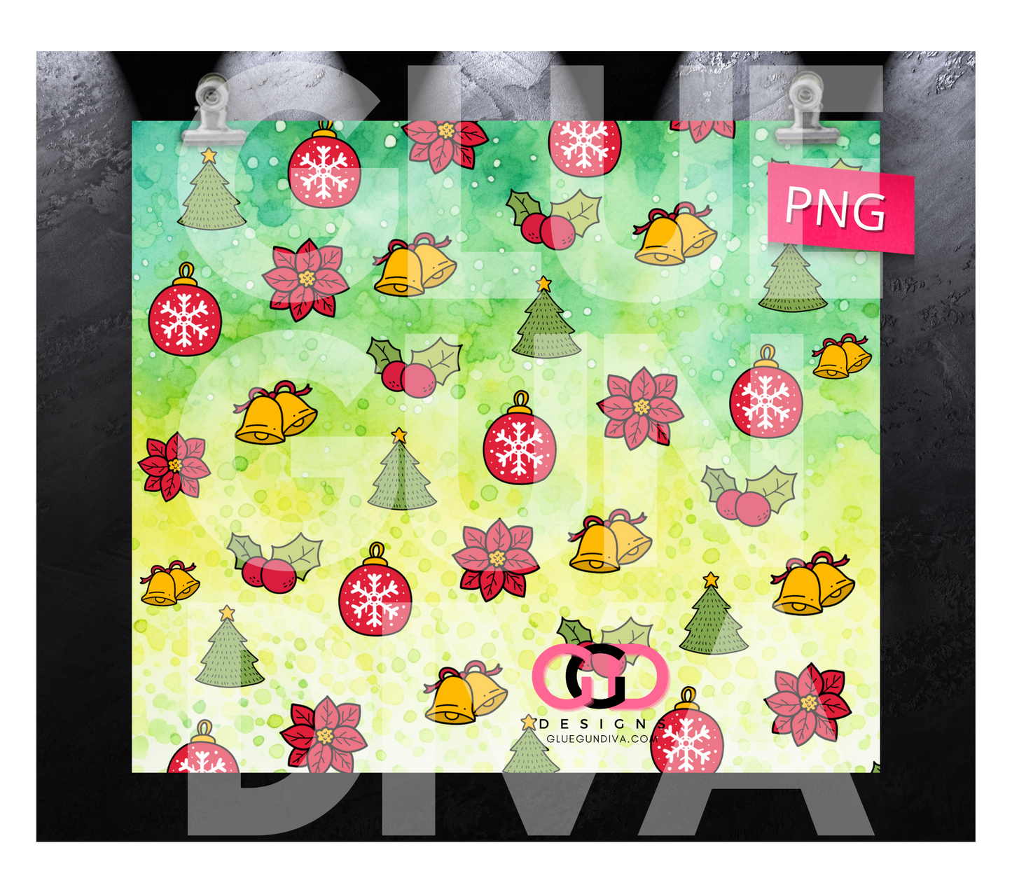 Cute Christmas Icons- Digital tumbler wrap for 20 oz skinny straight tumbler