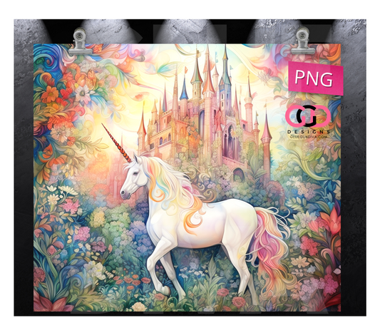Unicorn by Castle- Digital tumbler wrap for 20 oz skinny straight tumbler