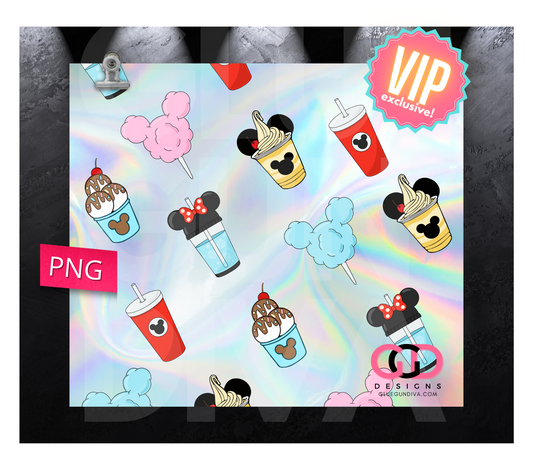 Sweet Treats Holographic- Digital tumbler wrap for 20 oz skinny straight tumbler