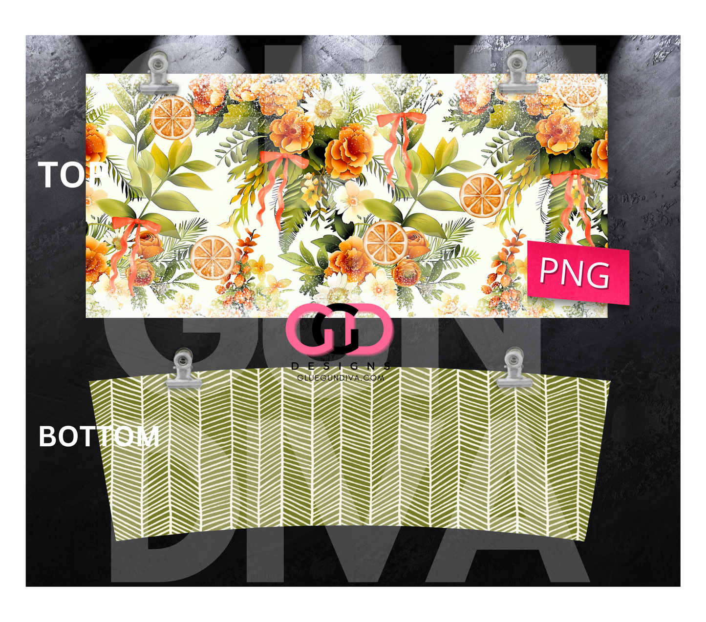 Fall Citrus - Digital tumbler wrap for 40 oz tumbleR