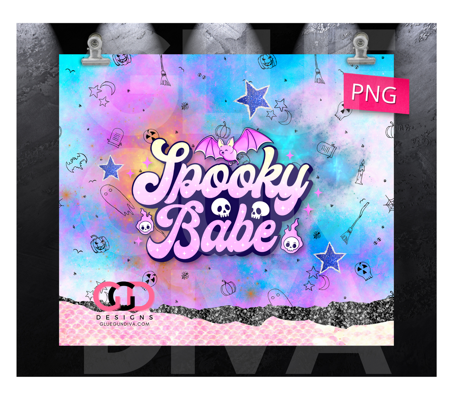 Spooky Babe Bat- Digital tumbler wrap for 20 oz skinny straight tumbler