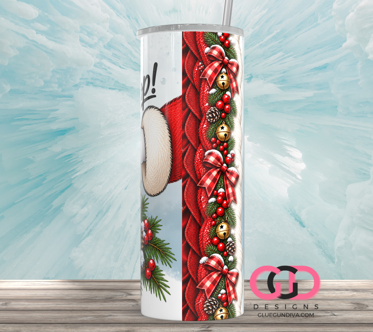 Boop Snow Owl - Digital tumbler wrap for 20 oz skinny straight tumbler