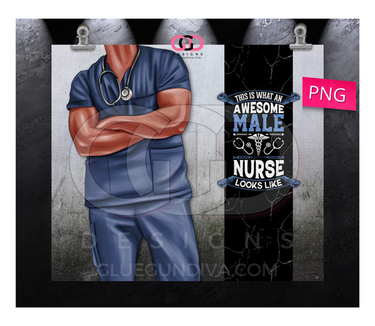 Awesome Male Nurse 2 - Digital tumbler wrap for 20 oz skinny straight tumbler