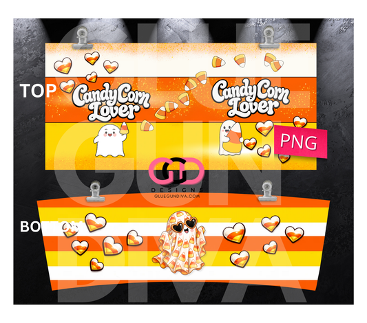 Candy Corn Lover Ghosts - Digital tumbler wrap for 40 oz tumbler