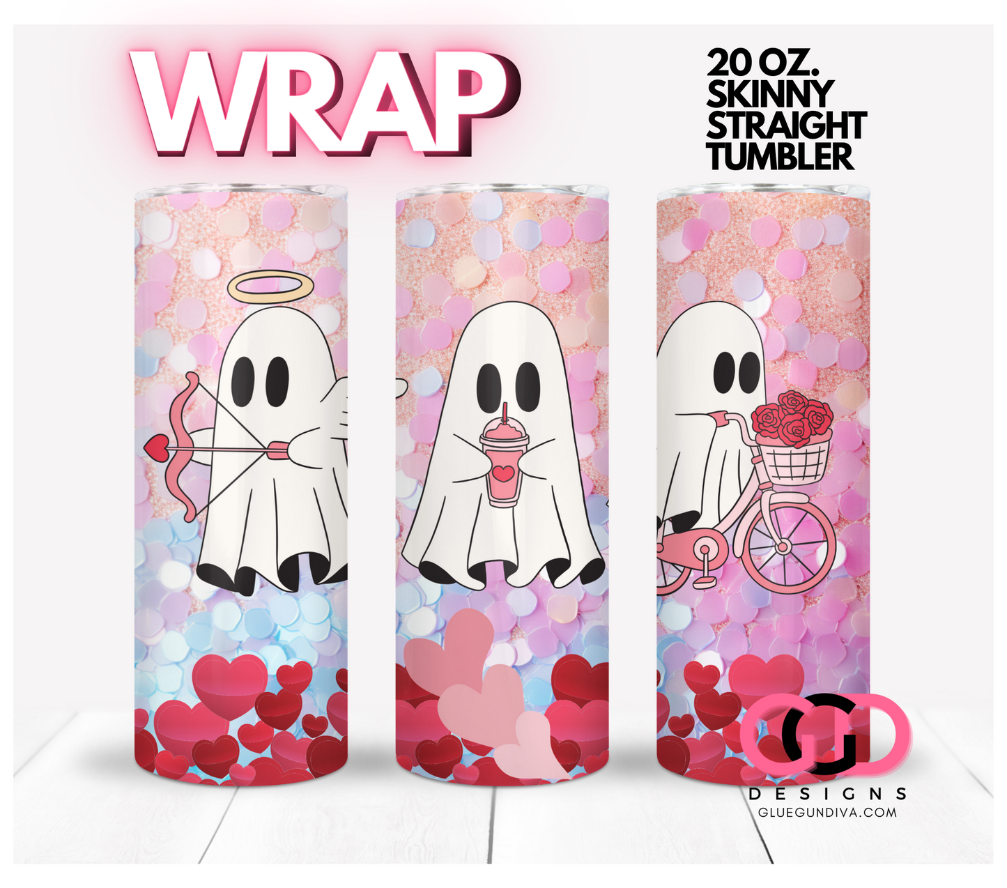 Love Ghosts- Digital tumbler wrap for 20 oz skinny straight tumbler