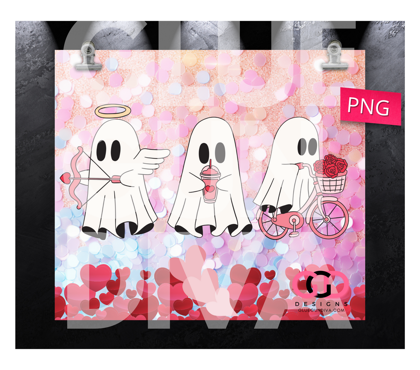 Love Ghosts- Digital tumbler wrap for 20 oz skinny straight tumbler