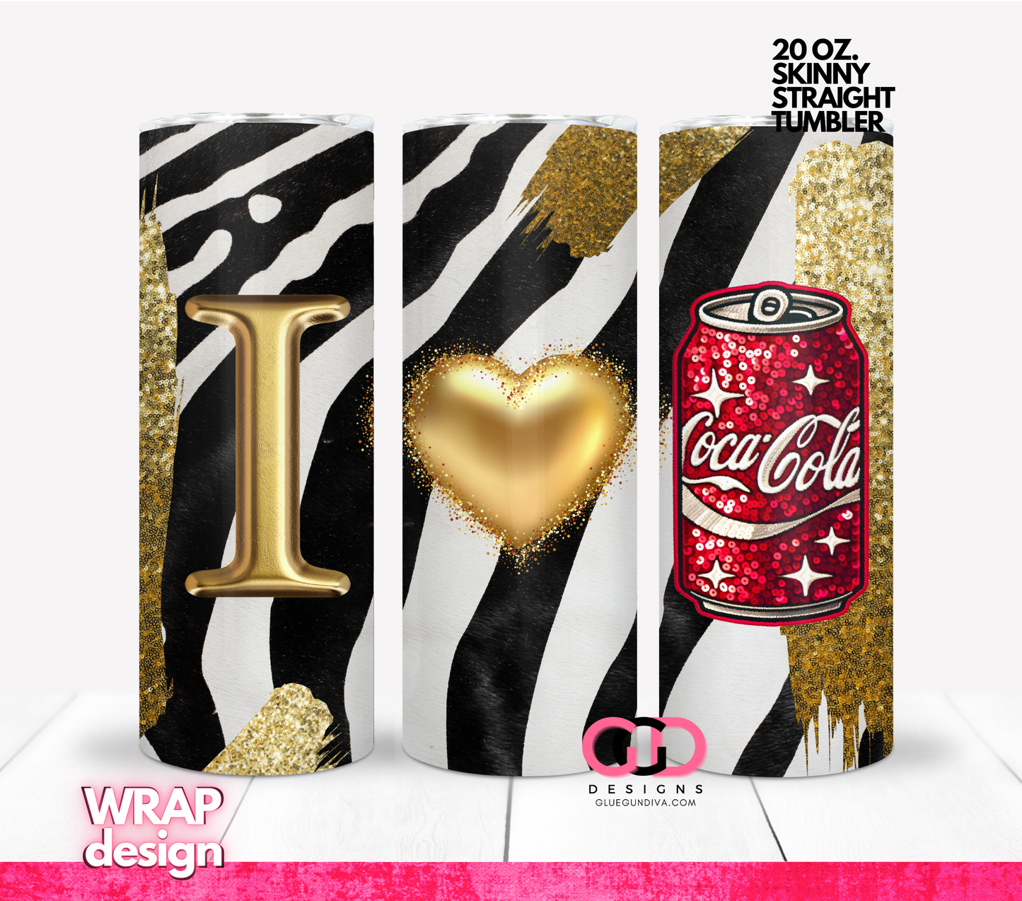 I Love Coca Cola- Digital tumbler wrap for 20 oz skinny straight tumbler