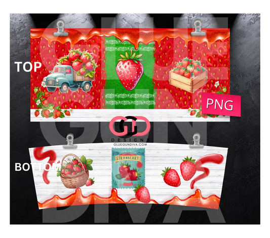 Loads of Strawberries - Digital tumbler wrap for 40 oz tumbler