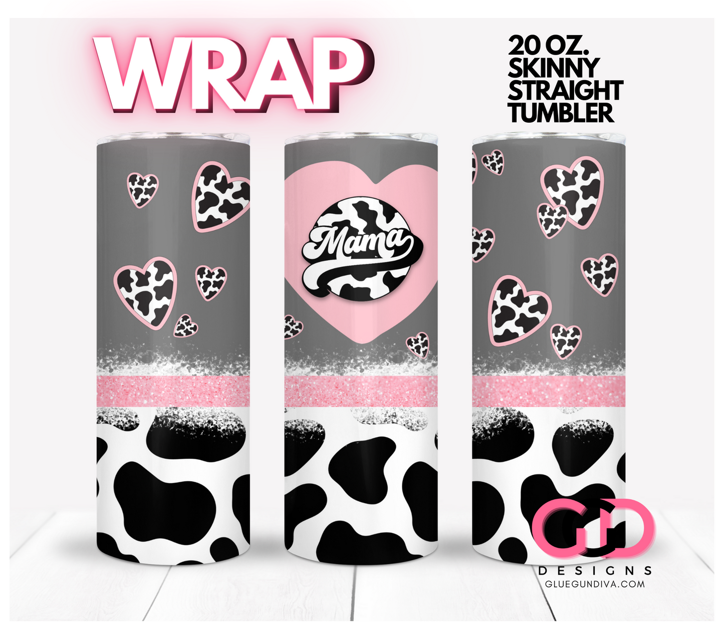 MAMA & MINI Pink Grey Cow Pattern - 3 images BUNDLE