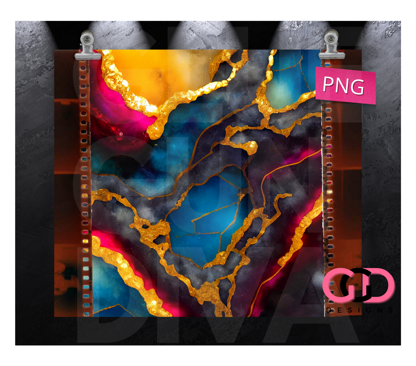 Negative Ink Flow- Digital tumbler wrap for 20 oz skinny straight tumbler