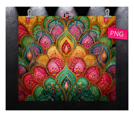 Indian Pattern - Digital tumbler wrap for 20 oz skinny straight tumbler