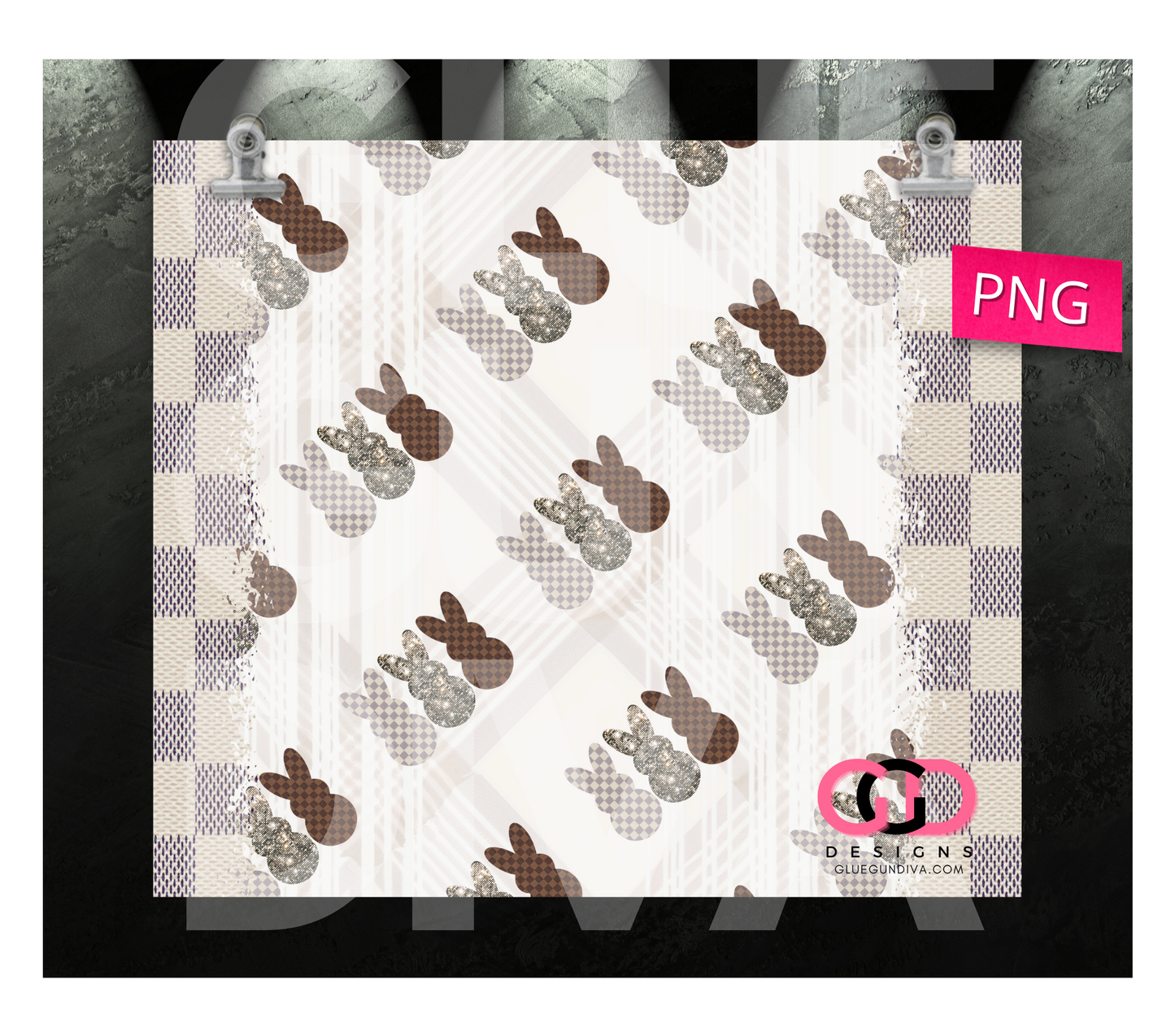 Luxury Bunnies - Digital tumbler wrap for 20 oz skinny straight tumbler
