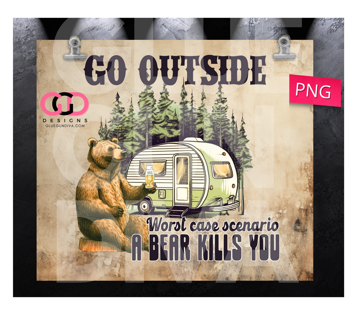 Go Outside- Digital tumbler wrap for 20 oz skinny straight tumbler