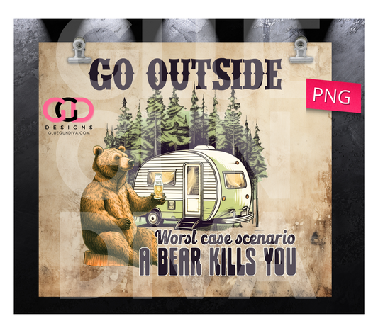 Go Outside- Digital tumbler wrap for 20 oz skinny straight tumbler
