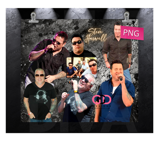 Steve Harwell Collage - Digital tumbler wrap for 20 oz skinny straight tumbler