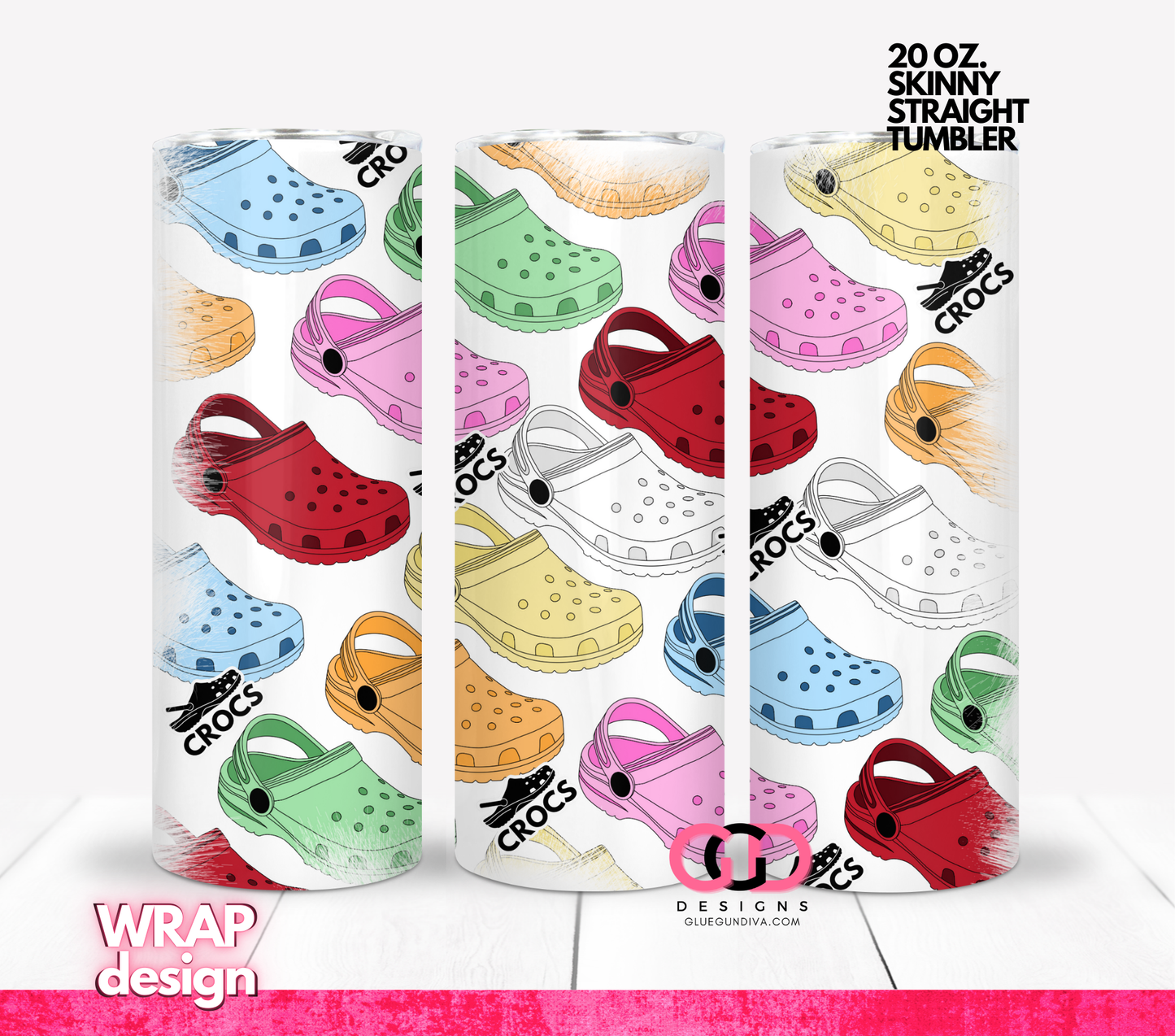 Favorite Crocs - Digital tumbler wrap for 20 oz skinny straight tumbler