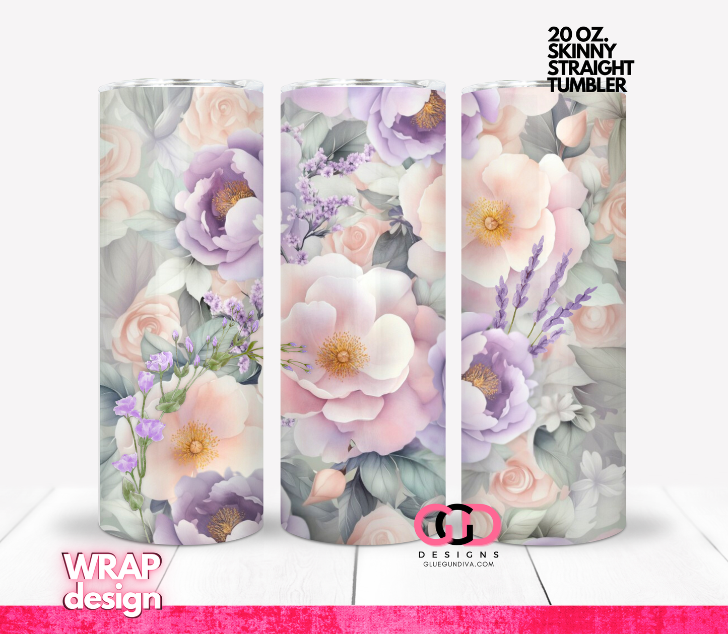 Light Spring Floral Background- Digital tumbler wrap for 20 oz skinny straight tumbler