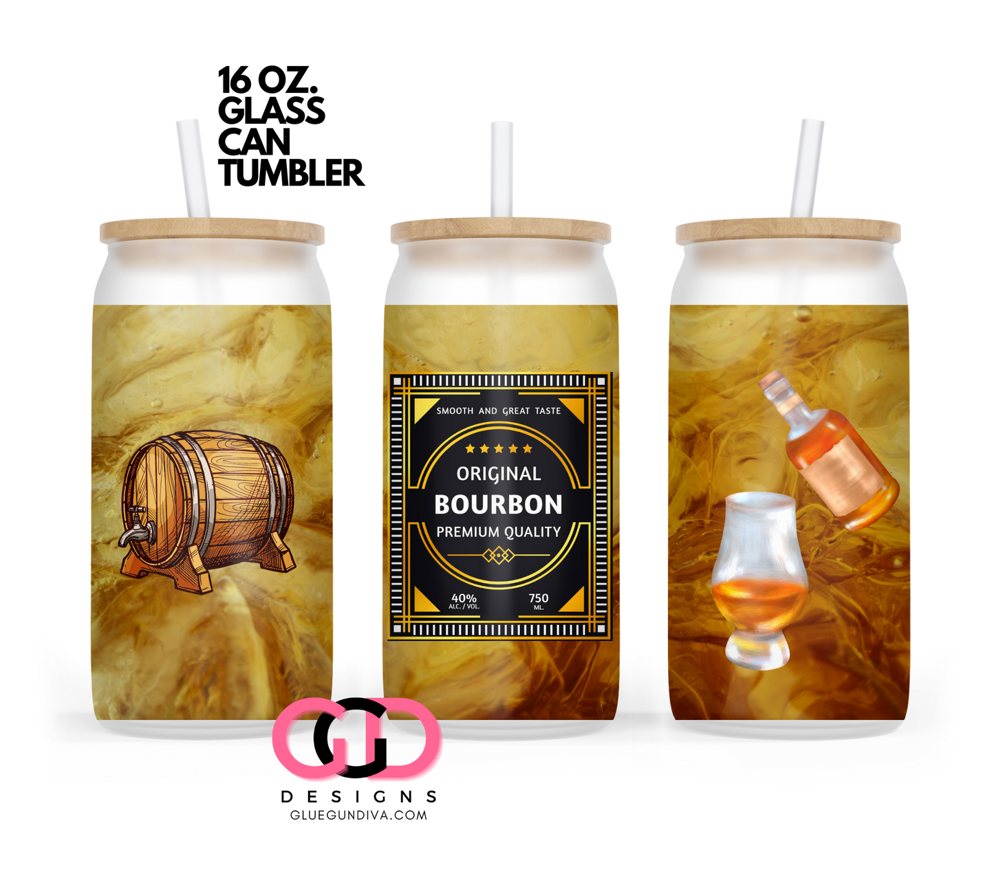 Original Bourbon Color- Digital wrap for 16 oz glass can