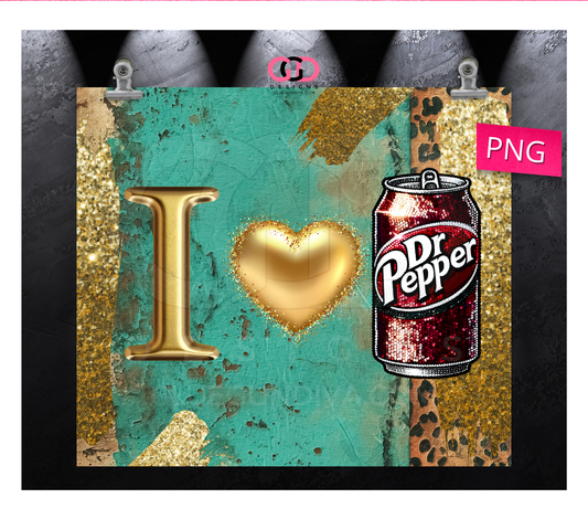 I Love Dr Pepper - Digital tumbler wrap for 20 oz skinny straight tumbler