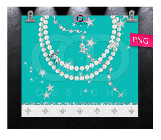 Tiffany Blue Diamonds and Pearls - Digital tumbler wrap for 20 oz skinny straight tumbler