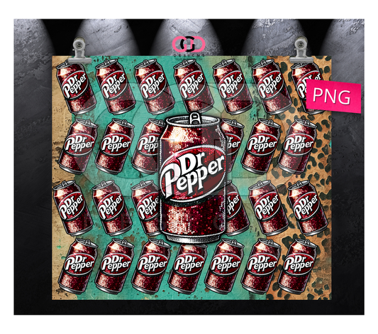 Dr Pepper Cans- Digital tumbler wrap for 20 oz skinny straight tumbler