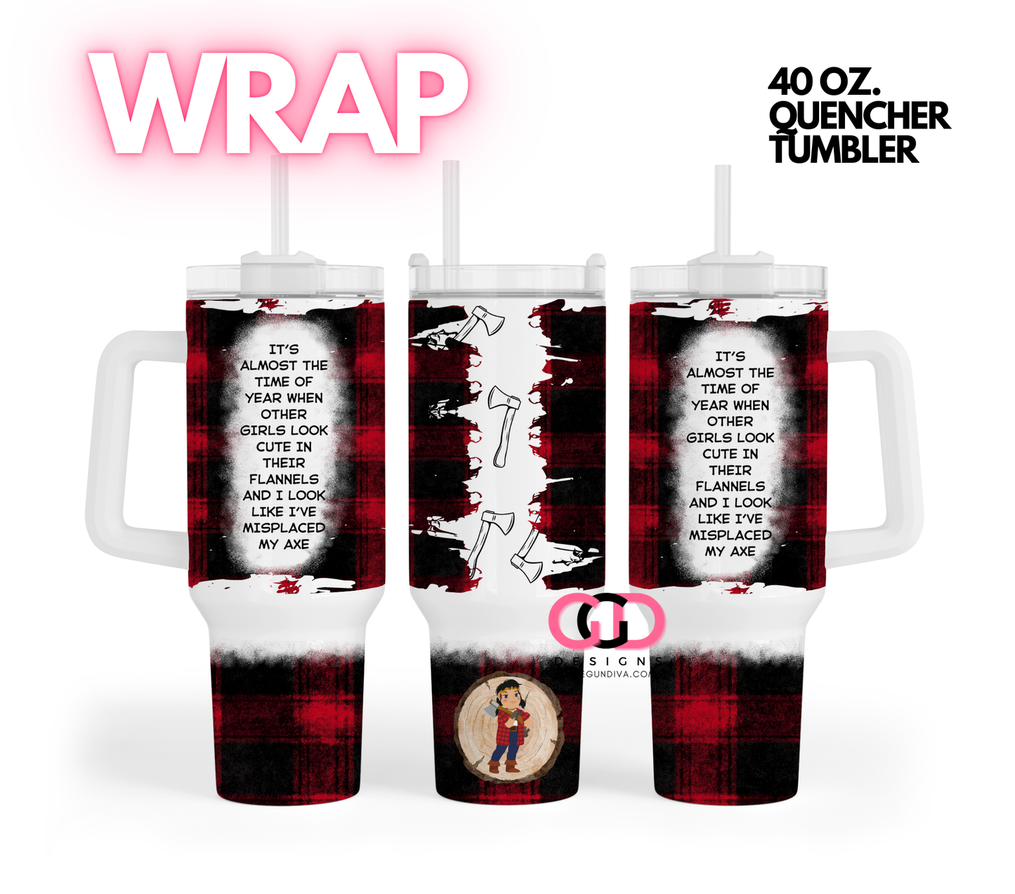 Flannel and Axes- Digital tumbler wrap for 40 oz tumbler