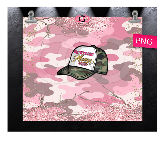 Camo Glitter and Dirt - Digital tumbler wrap for 20 oz skinny straight tumbler