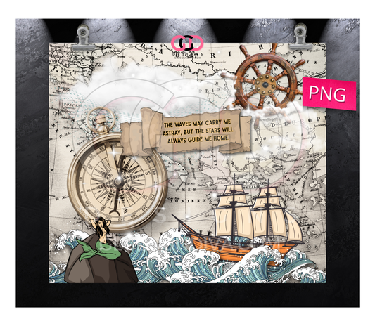 The Stars will Guide me Home - Digital tumbler wrap for 20 oz skinny straight tumbler