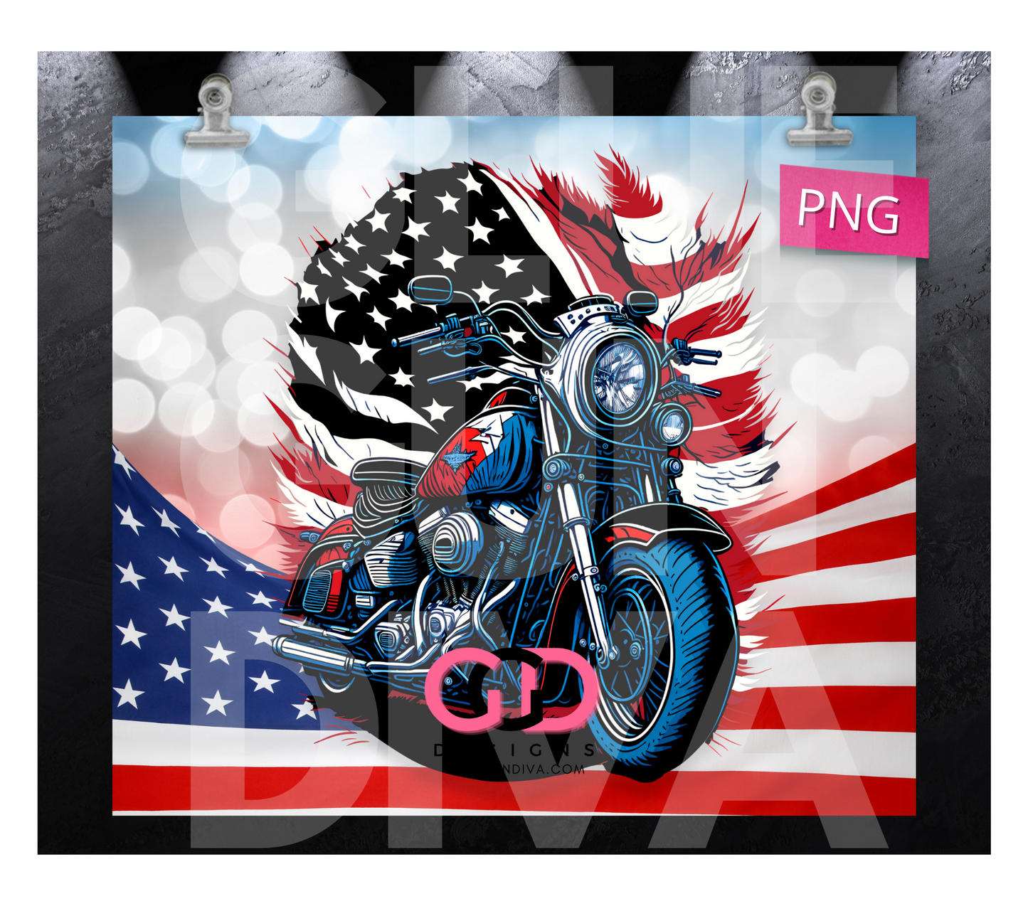 USA Bike - Digital tumbler wrap for 20 oz skinny straight tumbler