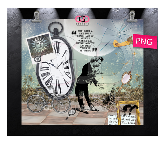 Time and Mirrors - Digital tumbler wrap for 20 oz skinny straight tumbler