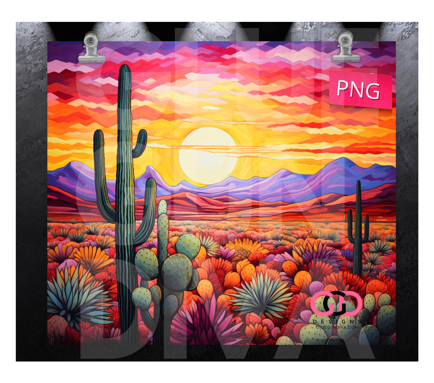 Desert Sunset- Digital tumbler wrap for 20 oz skinny straight tumbler